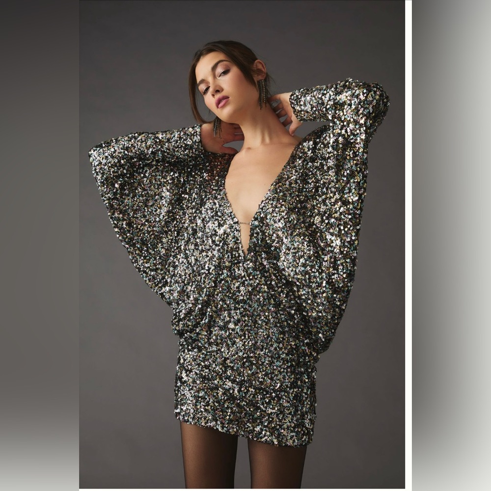 ANTHROPOLOGIE. ASTR the Label Bat-wing Sequin Mini Dress